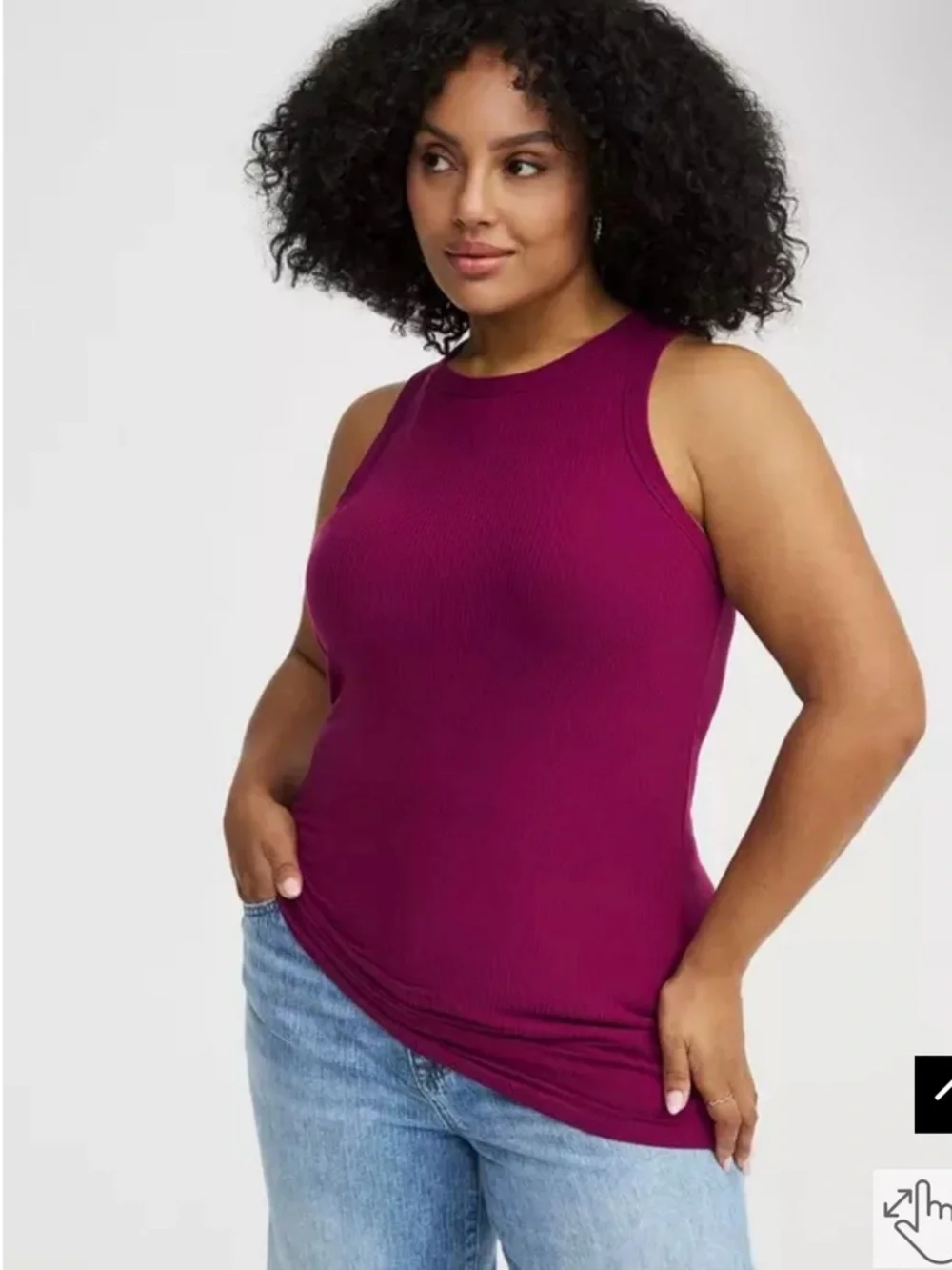 Torrid Super Soft Ribbed High Neck Tank in Wild Ginger - Picture 2 of 7